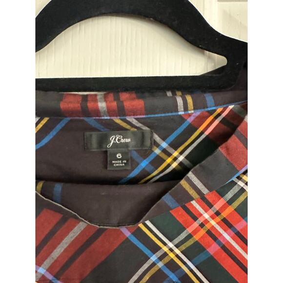 J.Crew Women's Multicolor Plaid Jeweled Funnel-Neck Top Size 6 holiday - Picture 11 of 12